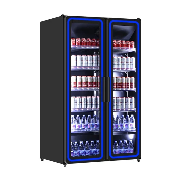 Kühlschrank 2 Glastüren – 900L – Blaue LED-Beleuchtung