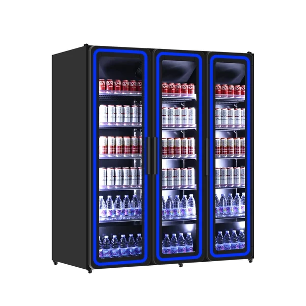 Kühlschrank 3 Glastüren – 1190L – Blaue LED-Beleuchtung