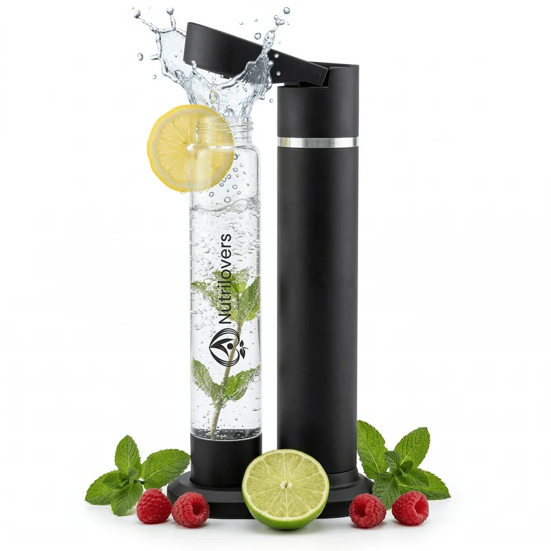 Wassersprudler NUTRI-STREAM (B) | Soda Maker Edelstahl Schwarz, BPA-frei
