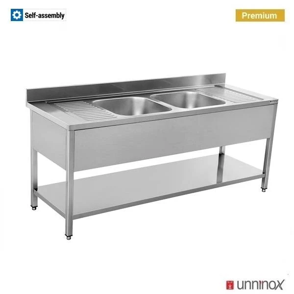200x70xH85cm – 2 Spülen Mitte