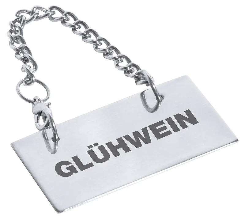 Edelstahl Schild für Kannen: GLÜHWEIN 5 x 2,5 cm