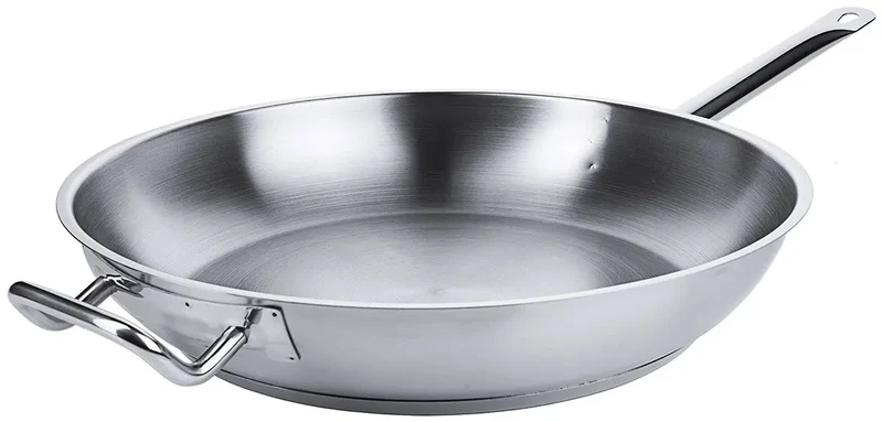 Edelstahl Bratpfanne mit Rohrgriff & Gegengriff Ø 36-40 cm