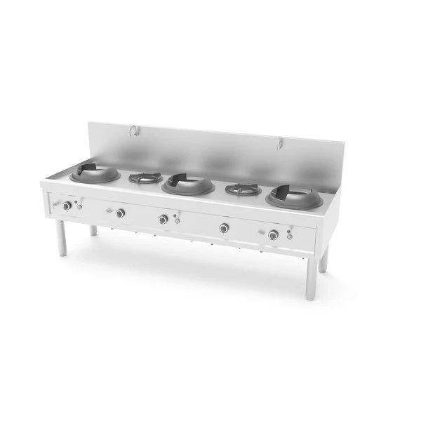 Wok-Herd Gas 3 Wok-Brenner & 2 Suppenbrenner 100,9 kW 2450x850x1100 mm