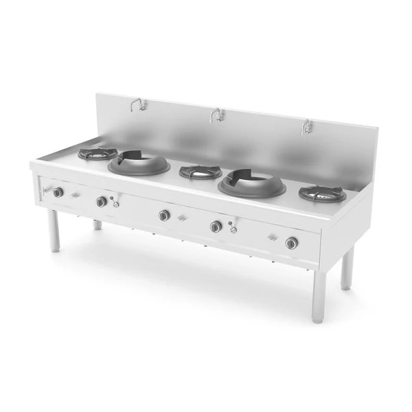Wok-Herd Gas 2 Wok-Brenner + 3 Suppenbrenner 82,6 kW 2310x850x1100 mm