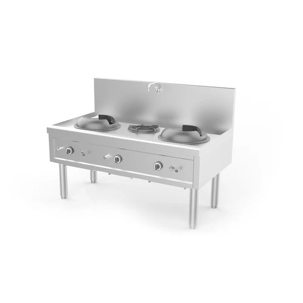 Wok-Herd Gas 2 Wok-Brenner + 1 Suppenbrenner 64,2 kW 1530x850x1100 mm