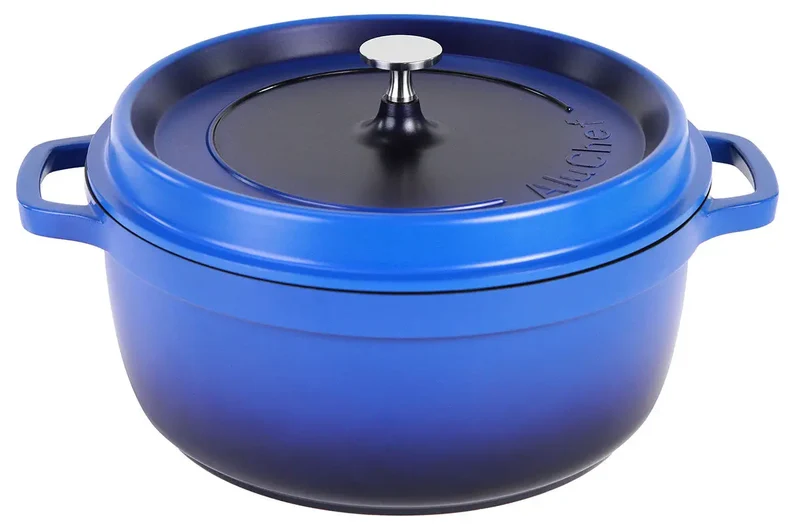 Aluminiumguss Cocotte Schmorkochtopf rund 28 cm blau