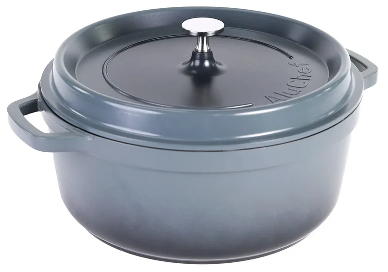 Aluminiumguss Cocotte Schmorkochtopf rund 28 cm grau