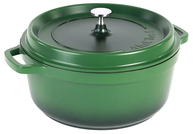 Aluminiumguss Cocotte Schmorkochtopf rund 28 cm grün