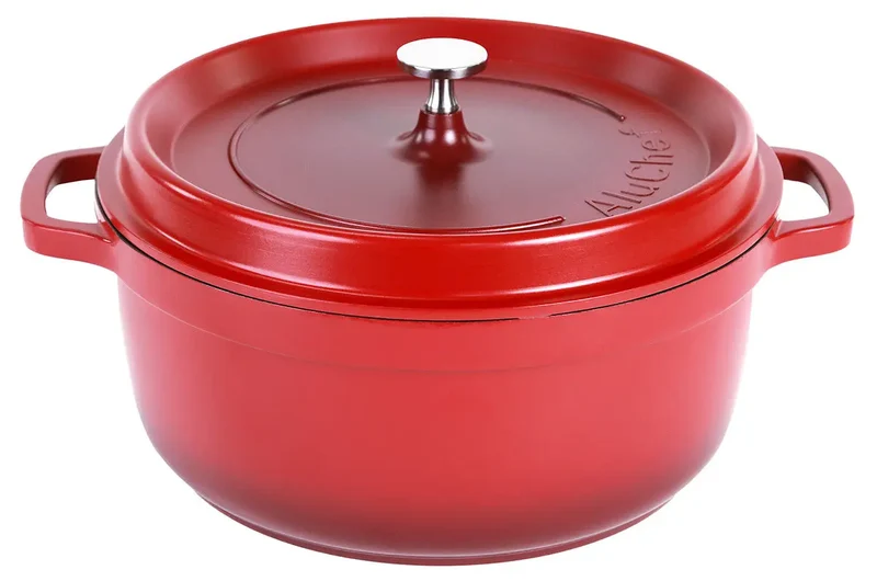 Aluminiumguss Cocotte Schmorkochtopf rund 28 cm rot