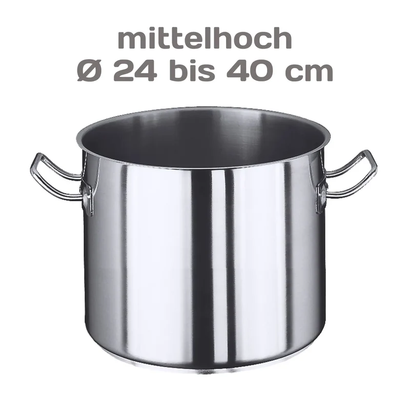 Edelstahl Kochtopf Serie 2100 mittelhoch 24 bis 40 cm