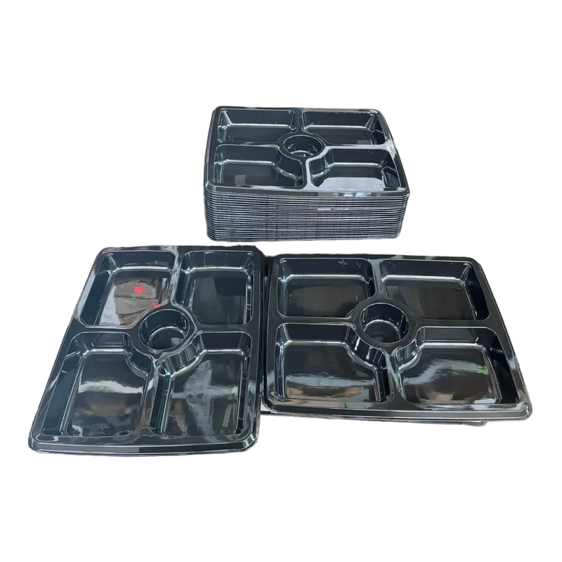 Deli Platte 25Stk. Einweg PE schwarz 316x256x30 5fach rechteckig