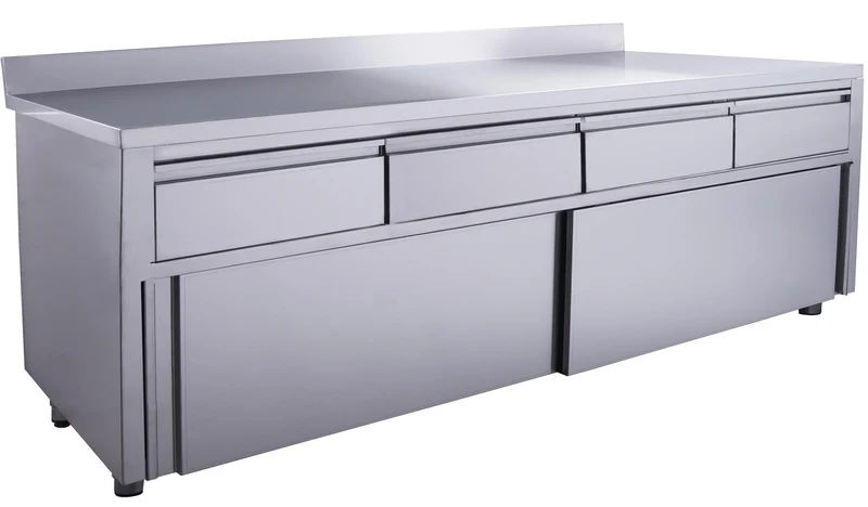 Saro Schiebetürenschrank mit 4 Schubladen und Aufkantung, 1800X700mm
