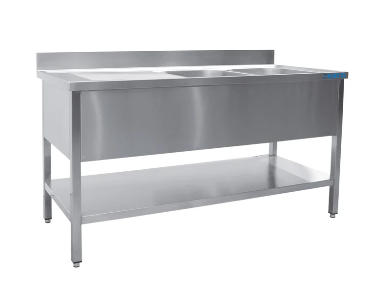 Saro Spültisch 2 Becken, rechts - B 1600 x T 600 mm
