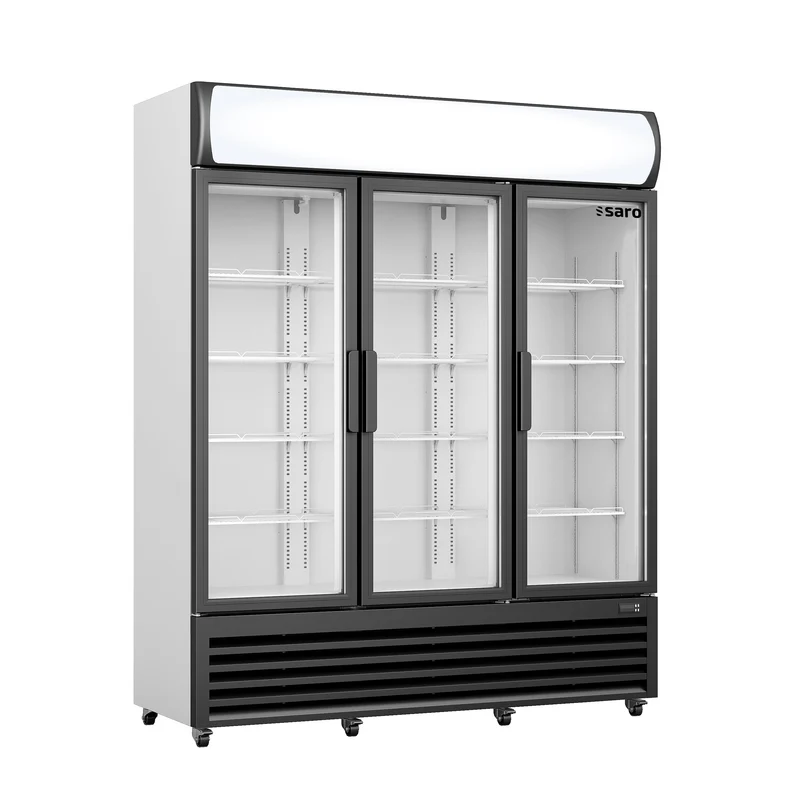 Saro Kühlschrank mit 3 Glastüren + Werbetafel, Modell GTK 1065