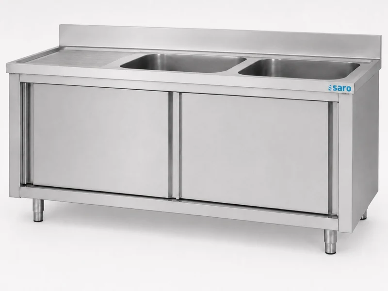 Saro Spülschrank mit Schiebetüren 1800mm, 2 Becken rechts