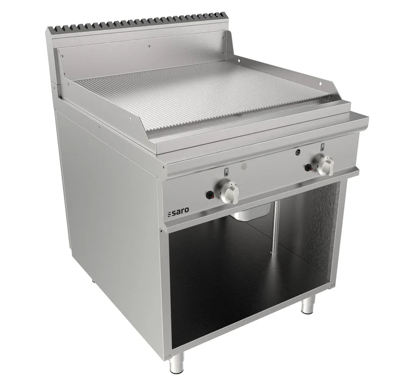 Saro Gasgriddleplatte 800 mm breit Standgerät gerillt Modell LQ / FTG4BAR
