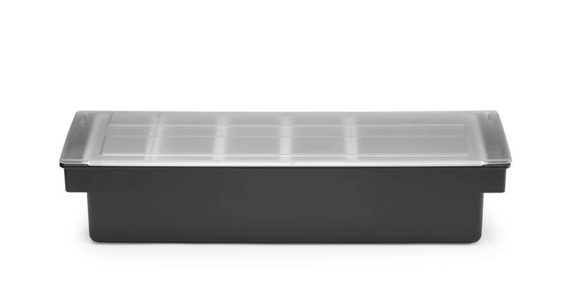 BarUp Zutatenbehälter – 5 Fächer – Schwarz – 480 × 150 × 100 mm