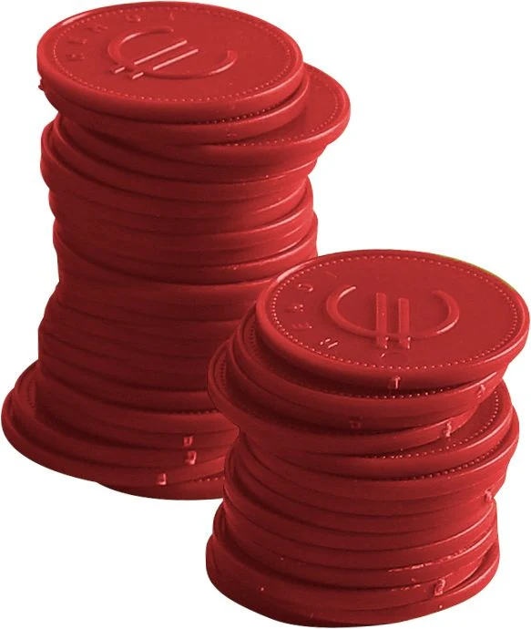 BarUp Pfandmünzen – Rot – Ø 25 mm – 100 Stück