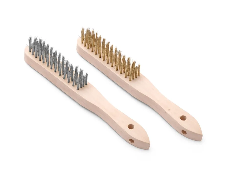 HENDI Drahtbürsten-Set aus Messing und Edelstahl – 290 mm – 2 Stück