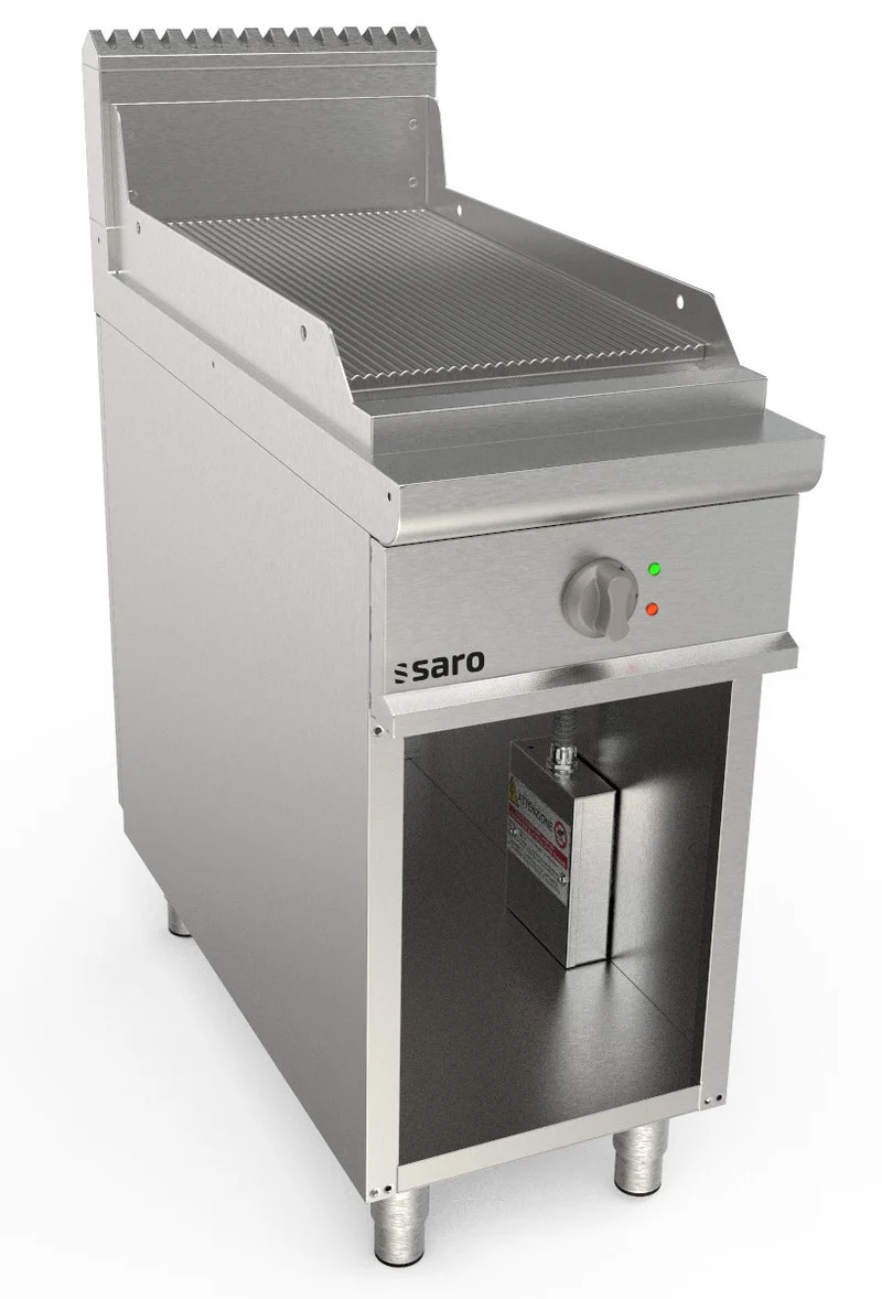 Saro Elektrogriddleplatte 400 mm breit Stand gerillt Modell LQ / FTE2BAR
