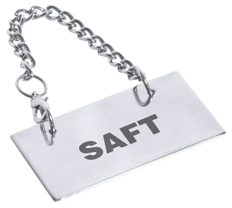 Edelstahl Schild für Kannen: SAFT