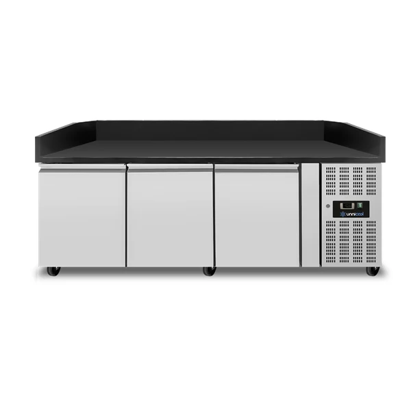 Pizza Theke 3 Türen – Schwarz Granit - 202x80x100cm