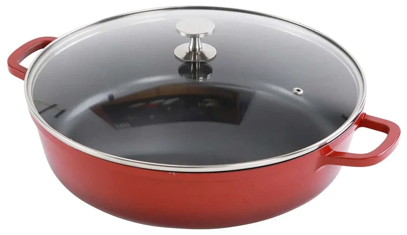 Bräter rund 32 cm rot aus Aluminiumguss