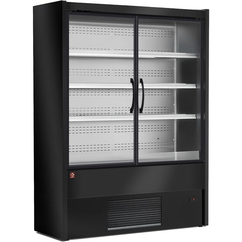 Wandkühlregal, Flügeltüren - SCHWARZ - MD07/B5-R2P
