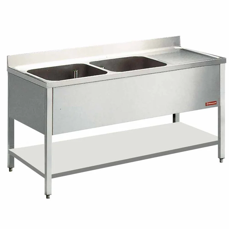Spültisch 2 Beckenund 1 Abtropffläche - L2021D-D