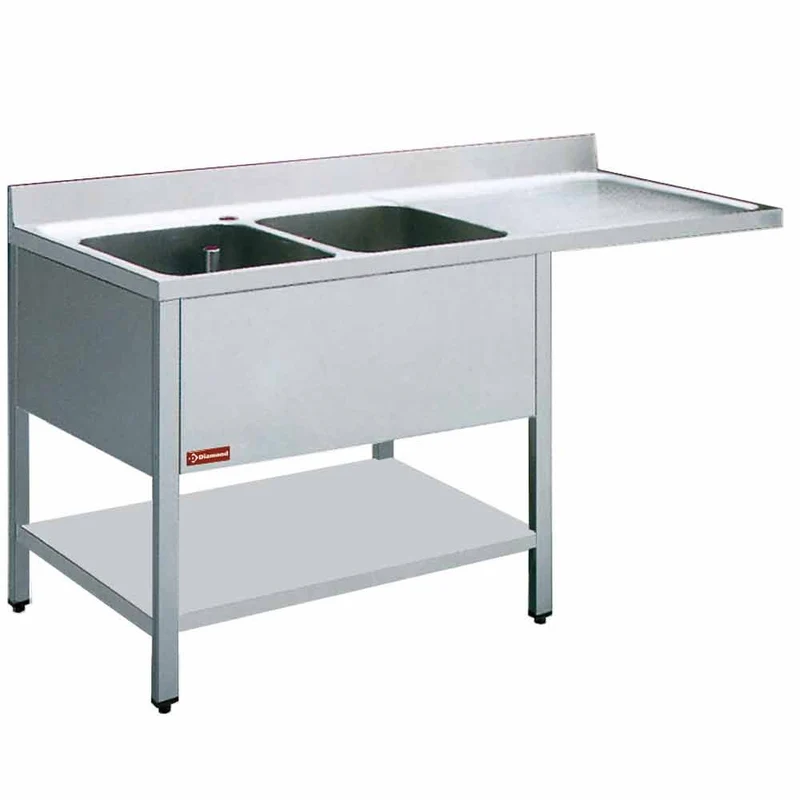 Spültisch 2 Becken und 1 Abtropffläche - L1821VD-D