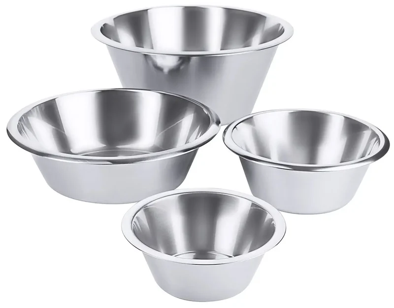 Edelstahl Schüssel 0,5-14 Liter flache konische Form