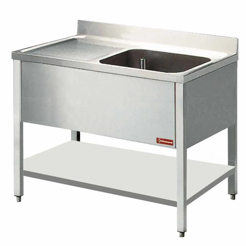 Spültisch 1 Becken 600x500xh325, Abtropffläche links - L1411S-D