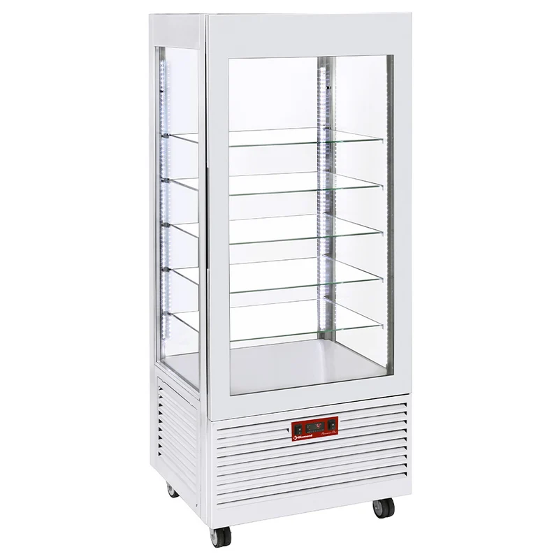 Vitrine 4 Seiten T Grad positiv, 5 Regale aus Glas, belüftet, 480 Lit., WEIß - INN/VN-W5-R2