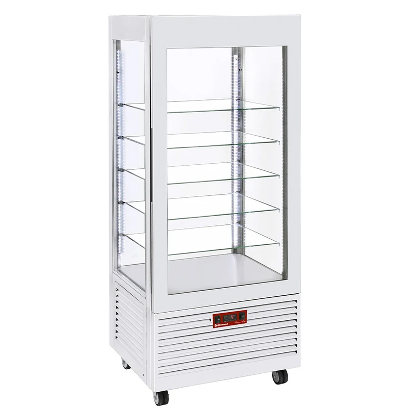 KühlVitrine 4 Seiten T Grad negativ, 5 Regale aus Glas, belüftet, 480 Lit., WEIß - INN/VB-W5-R2