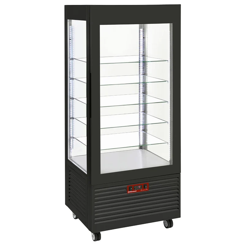 KühlVitrine 4 Seiten T Grad negativ, 5 Regale aus Glas, belüftet, 480 Lit., SCHWARZ - INN/VB-B9-R2