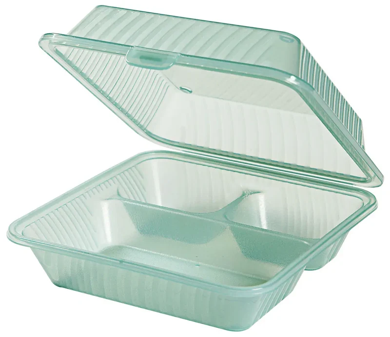 Eco-Takeouts Behälter grün 3 Fächer 23 x 23 x 9 cm 12er Pack