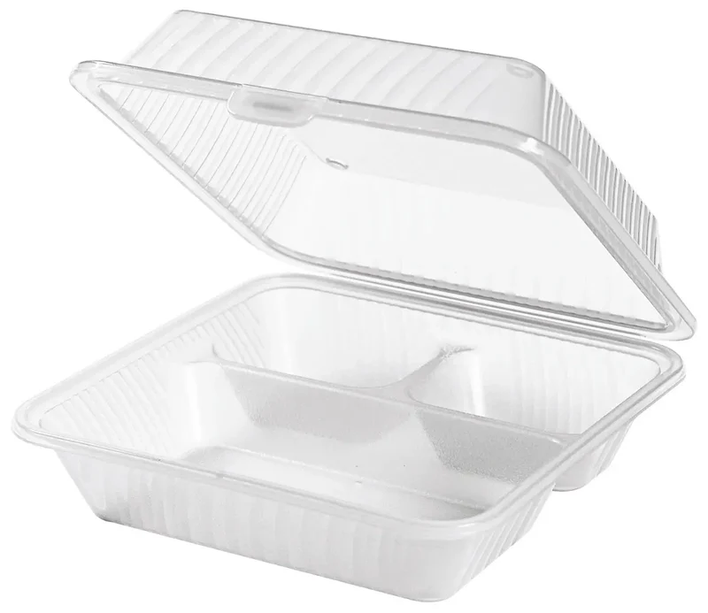 Eco-Takeouts Behälter weiß 3 Fächer 23 x 23 x 9 cm 12er Pack