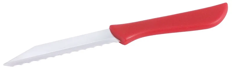 Edelstahl Brötchenmesser mit rotem Griff Wellenschliff