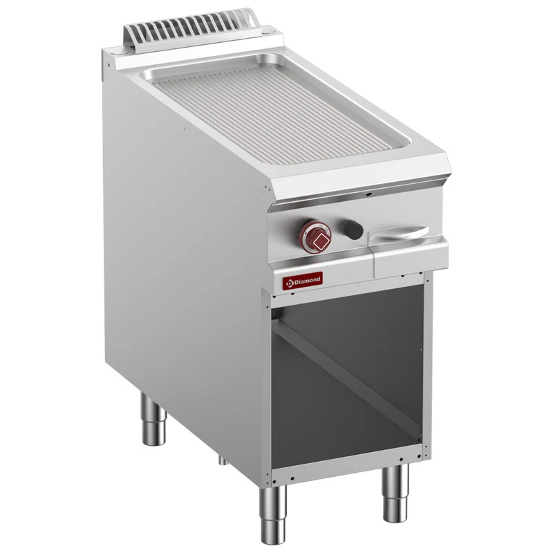 Gas-Grillplatte, gerillt, Gasmodul 1/2, offener Unterbau - G9/PRA4-N