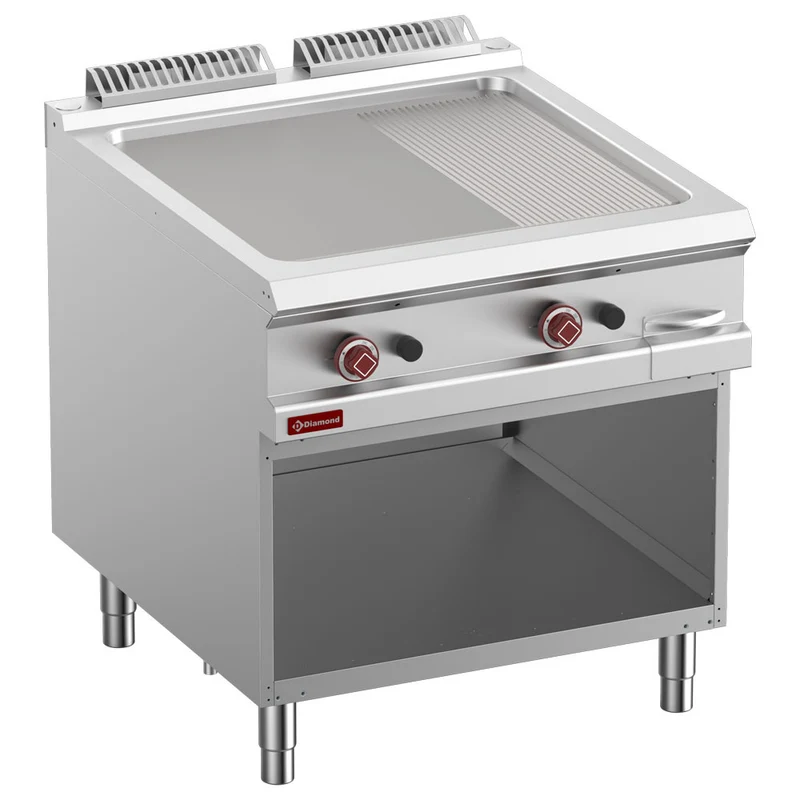 Gas-Grillplatte 2/3 glatt & 1/3 gerillt, Gasmodul 1/1, offener Unterbau - G9/PMA8-N