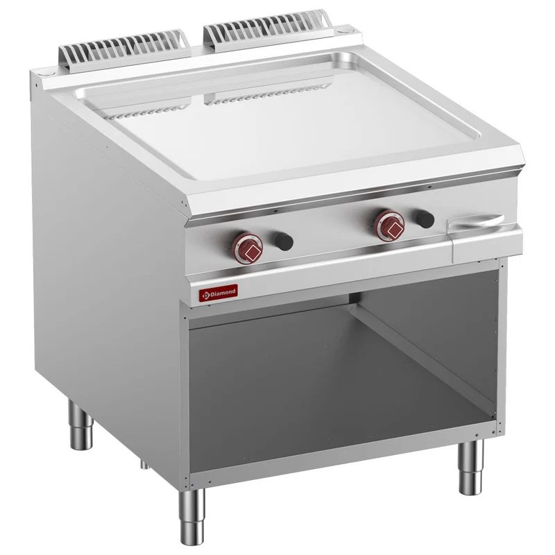 Gas-Grillplatte, glatt, verchromt, Gasmodul 1/2, offener Unterbau - G9/PLCA8-N