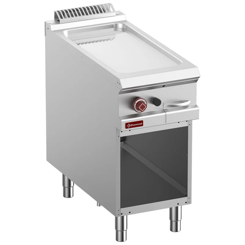 Gas-Grillplatte, glatt, verchromt, Modul 1/2, offener Unterbau - G9/PLCA4-N