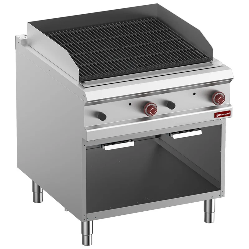 Lavasteingrill, Modul 1/1, Rost "2 faces" aus Gusseisen, offener Unterbau - G9/GPLA8-ZN