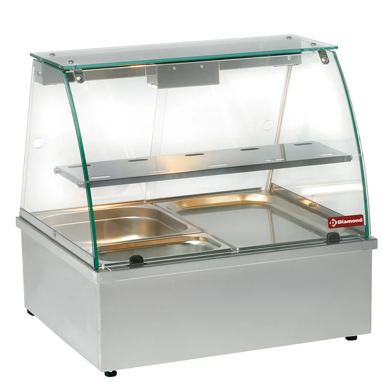 Wärmevitrine, Bain-Marie 2x GN 1/1 Panorama - VBE-211