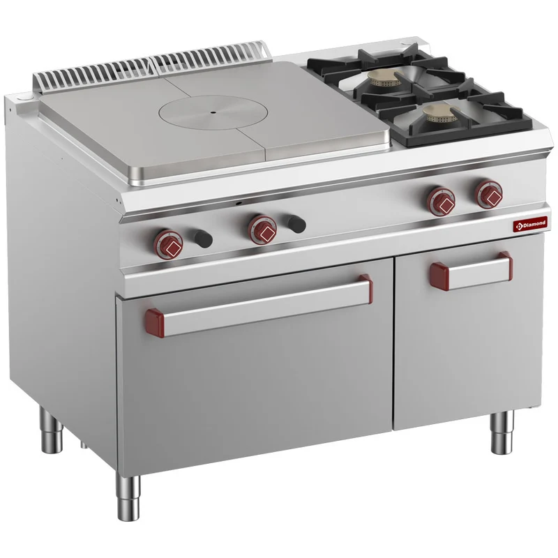 Gas Glühplatte, 2 Brenner, Gasbackofen GN 2/1, Unterbau GN1/1 - G7/T2BFA11-N