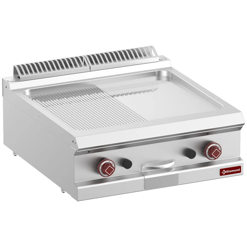Gas-Grillplatte 1/2 glatt, 1/2 gerillt, hartverchromt, Mod. 1/1-Top- - G7/PMCD7T-N