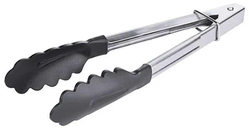 Edelstahl Bratzange 23-40 cm hochglänzend mit Feder und Verschlussschieber