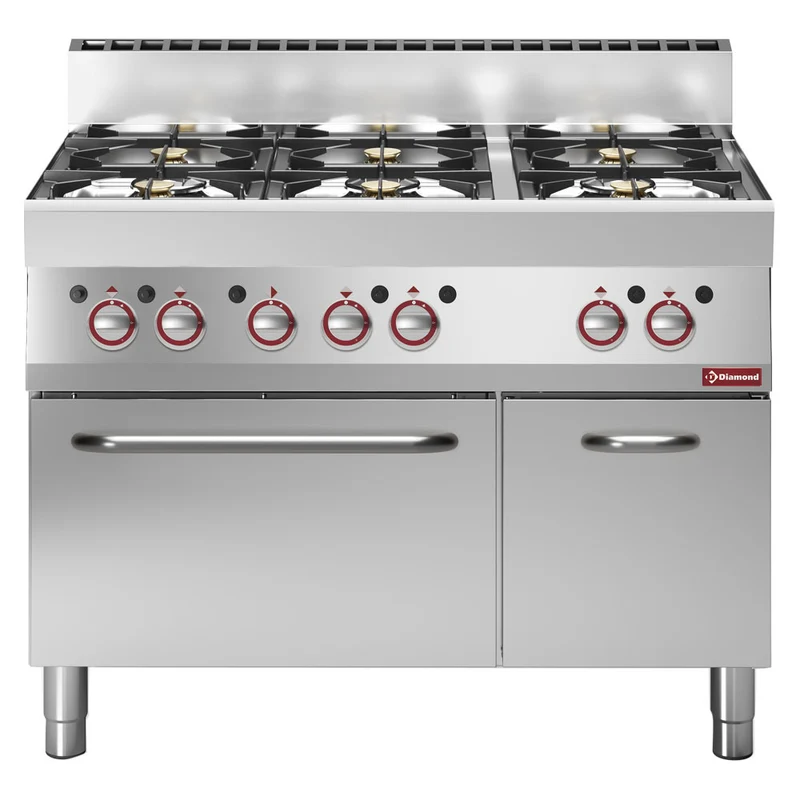 Gasherd 6 Brenner mit Gasbackofen und neutralem Unterbrau - G65/6BFA11-N