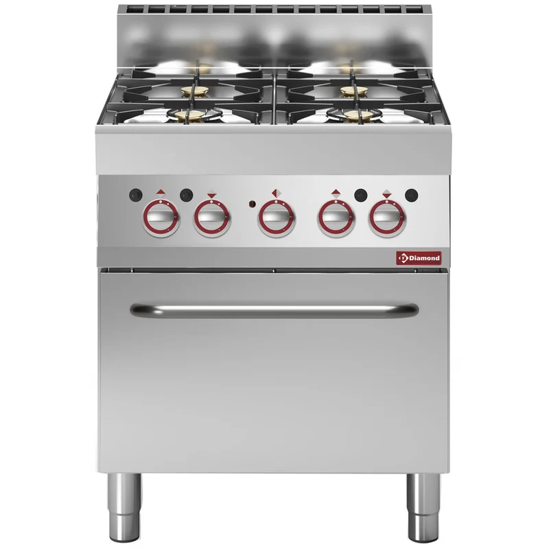 Gasherd mit 4 hellen Kochstellen, mit elektrischem Konvektionsbackofen GN 1/1 - G65/4BFEV7-230V/3-N