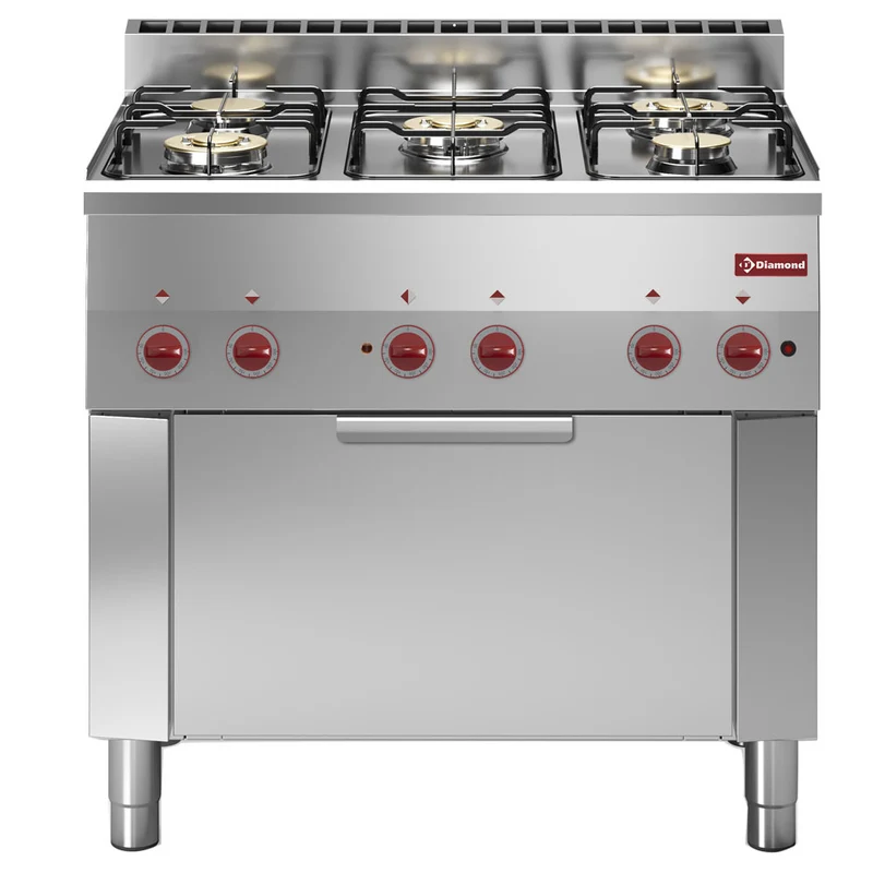 Gasherd 5 Brenner mit Elektro Konvektionsbackofen GN 1/1 - G60/5BFEV9-N